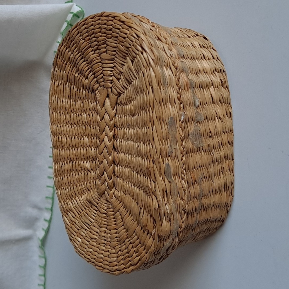Vintage Woven Sweet Grass Basket with Lid